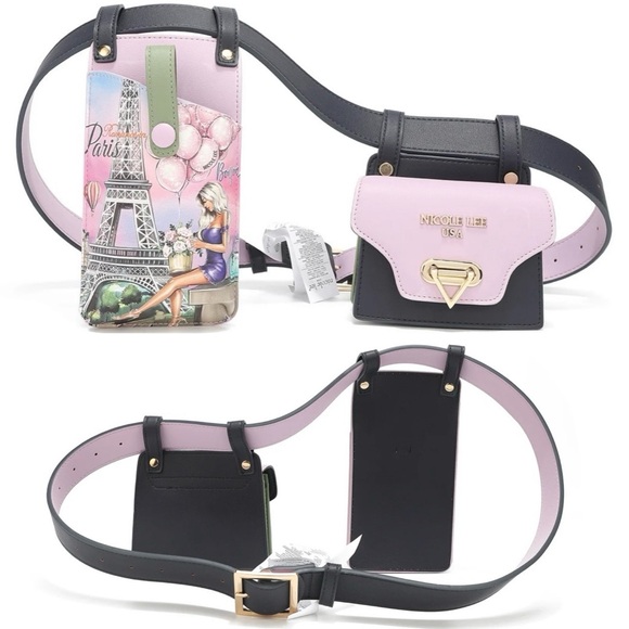 Nicole Lee-Camilla Double Pouch Belt Bag-Romance in Paris print-NWT - Picture 1 of 7